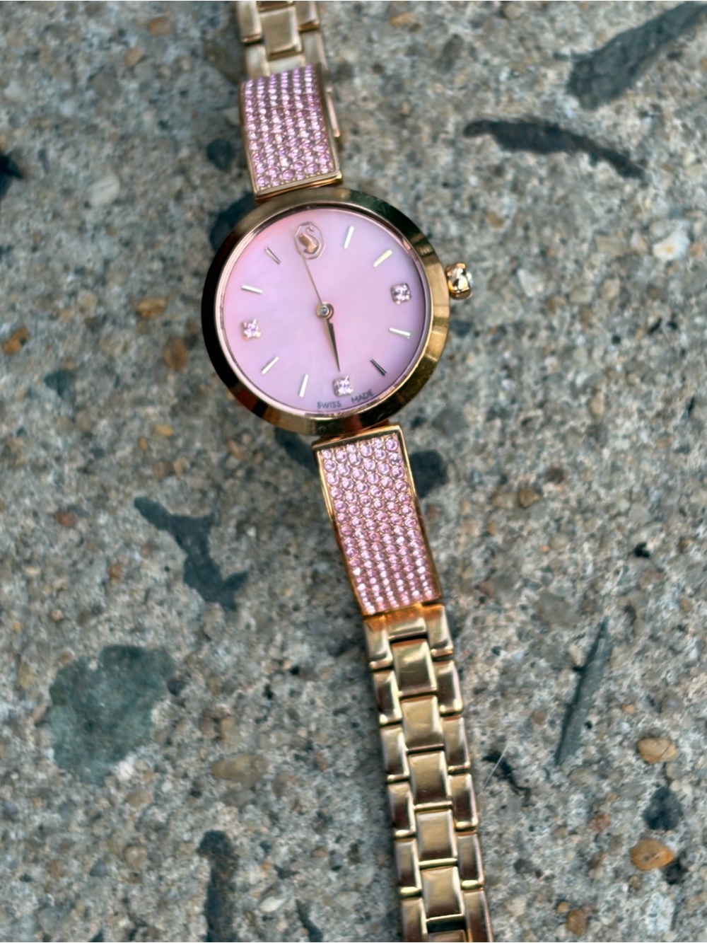Swarovski Pink Crystal Dial Rose Gold-Tone Ladies Watch Illumina